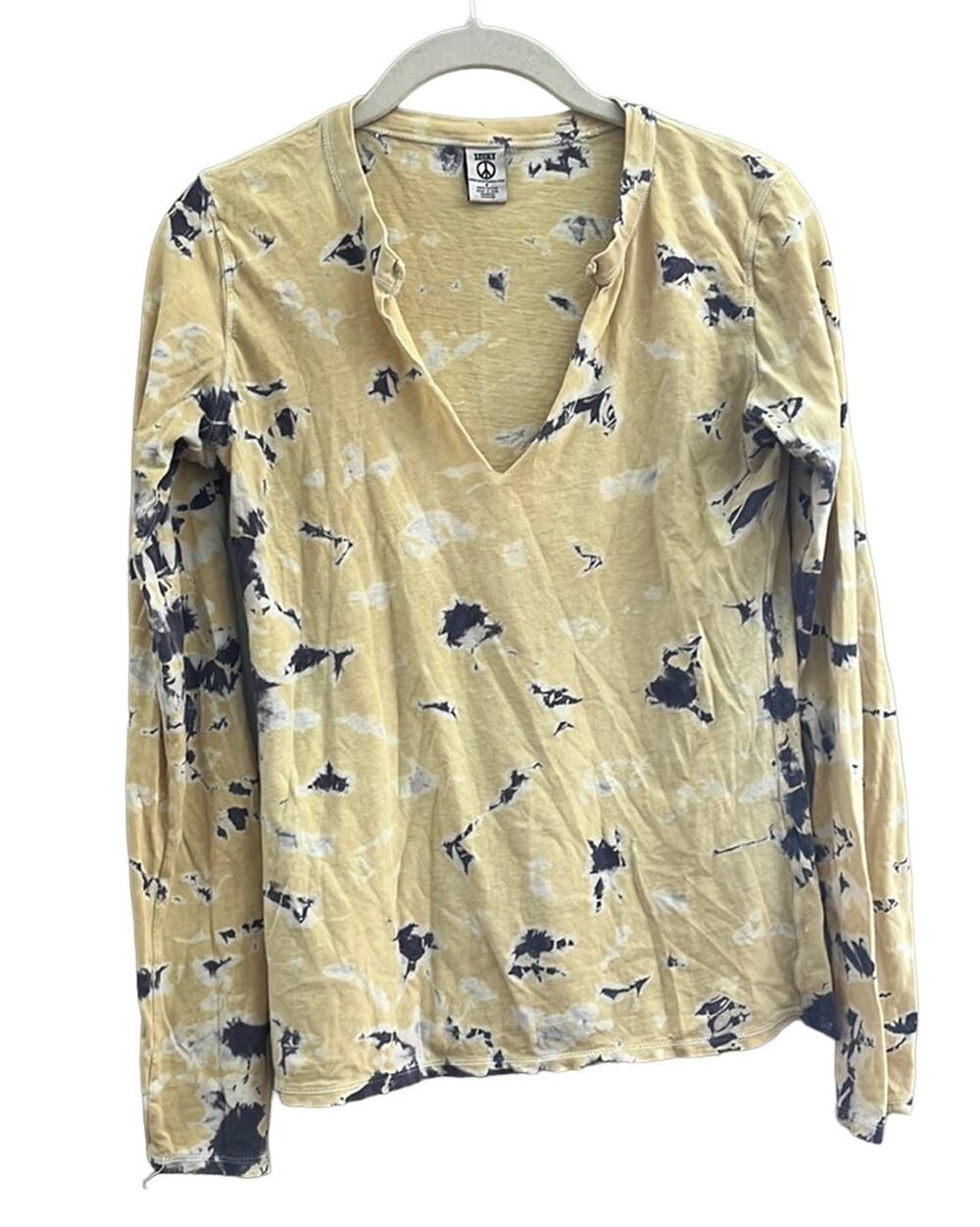 Lucky Brand Tie Dye Yellow Long Sleeve Top-Size Small
